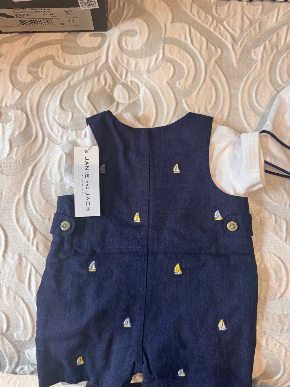 Janie and Jack Navy Blue Embroidered Sailboat Kids Matching Set